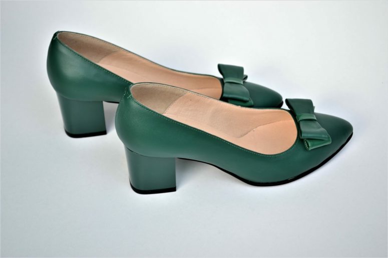 Pantofi verde smarald din piele naturala