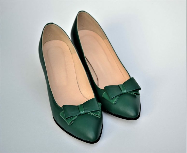 Pantofi verde smarald din piele naturala